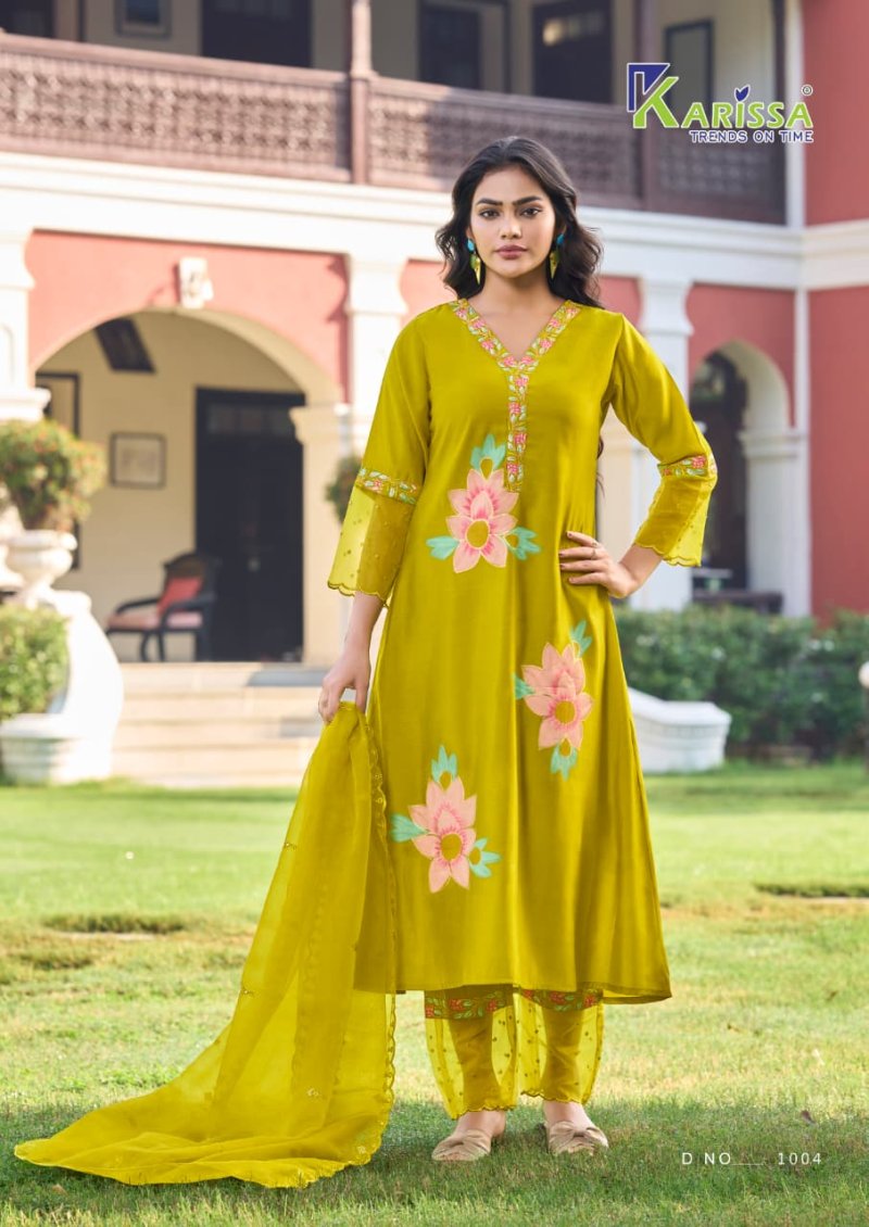 Alisa By Karissa Viscose Roman Kurti With Bottom Dupatta 